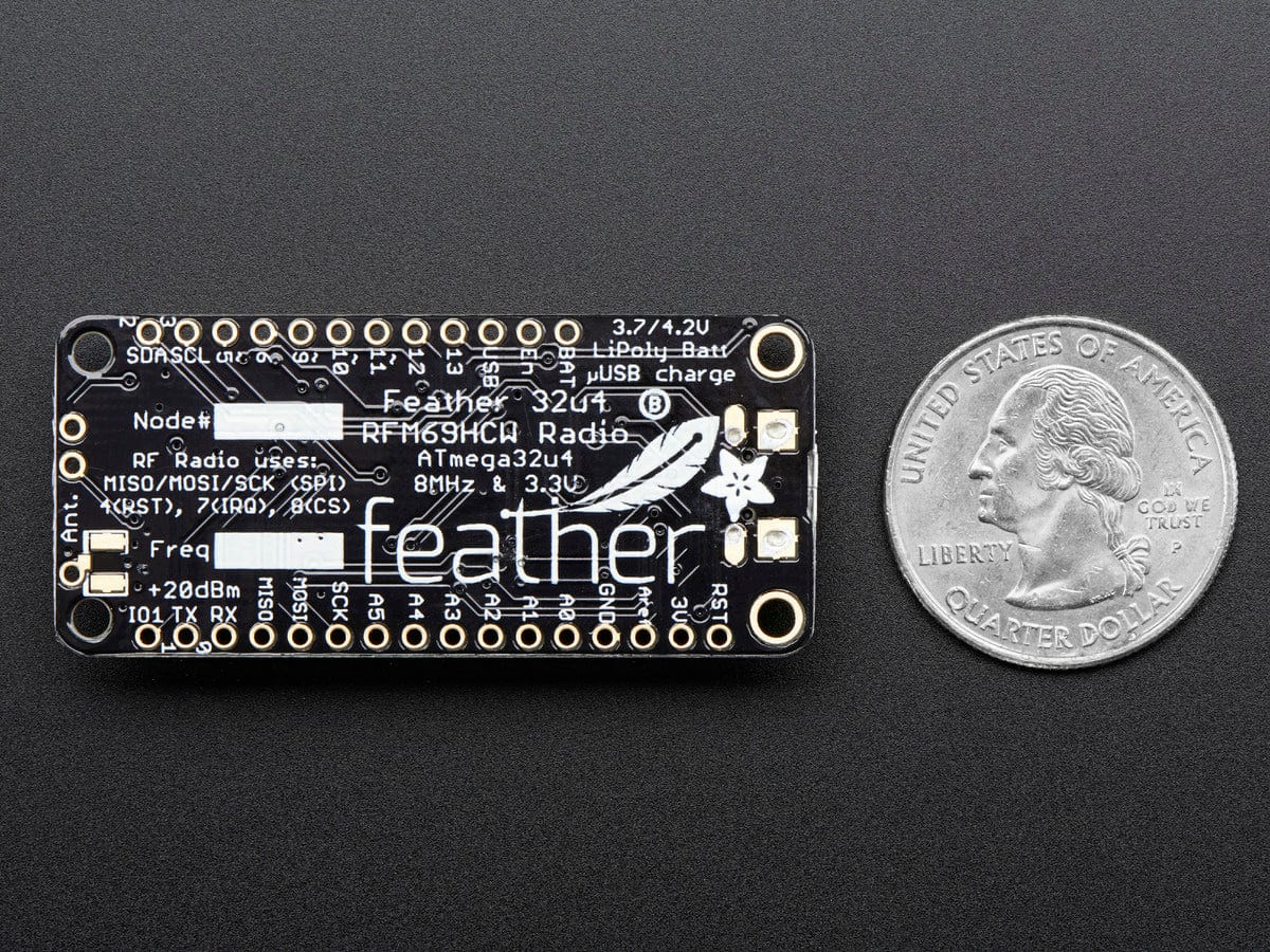 Adafruit Feather 32u4 RFM69HCW Packet Radio - 868 or 915 MHz - The Pi Hut