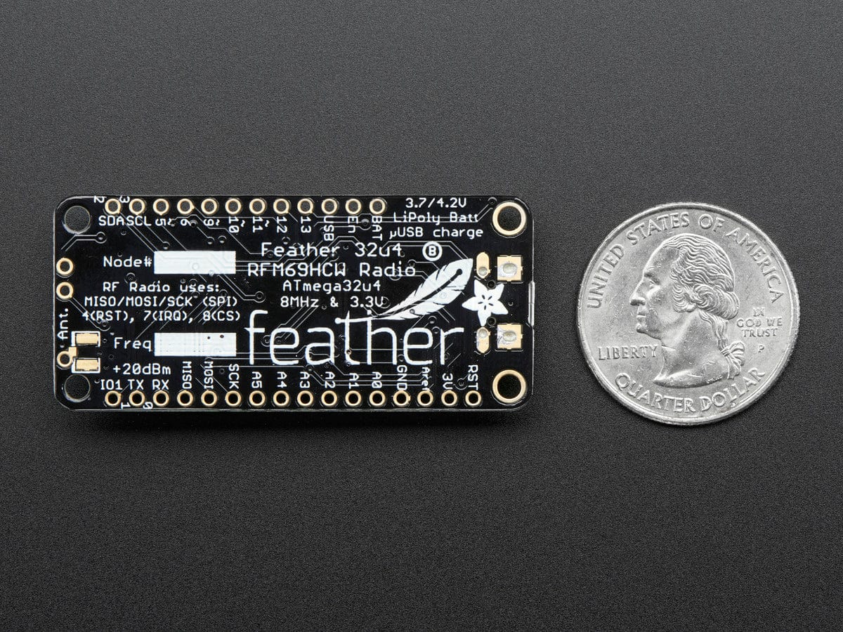 Adafruit Feather 32u4 with RFM69HCW Packet Radio - 433MHz - The Pi Hut