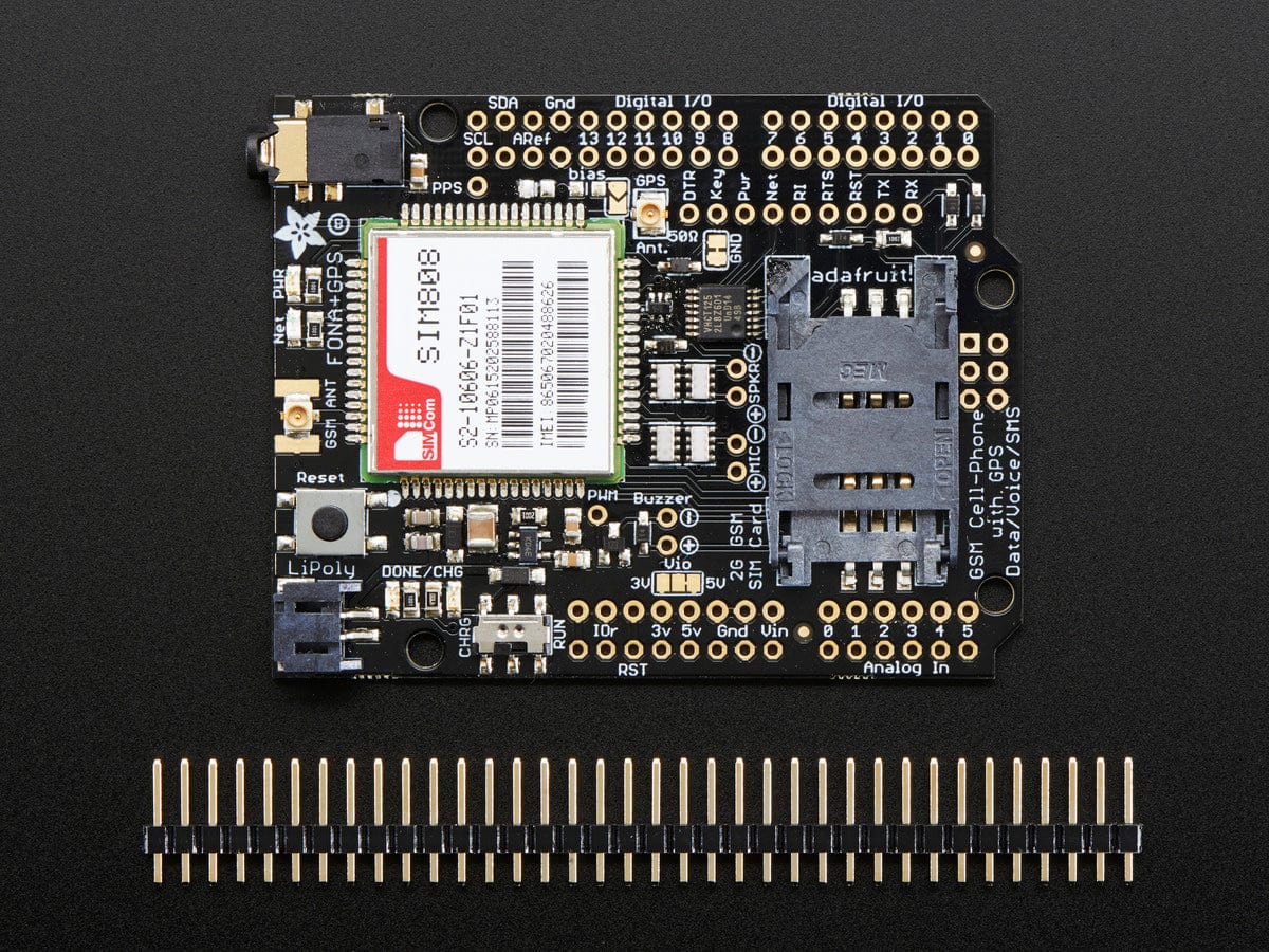 Adafruit FONA 808 Shield - Mini Cellular GSM + GPS for Arduino - The Pi Hut