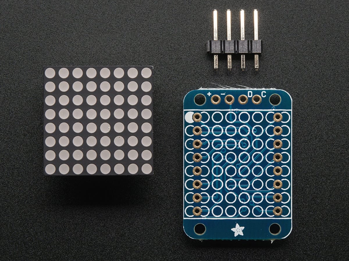 Adafruit Mini 0.8" 8x8 LED Matrix w/I2C Backpack - Yellow-Green - The Pi Hut