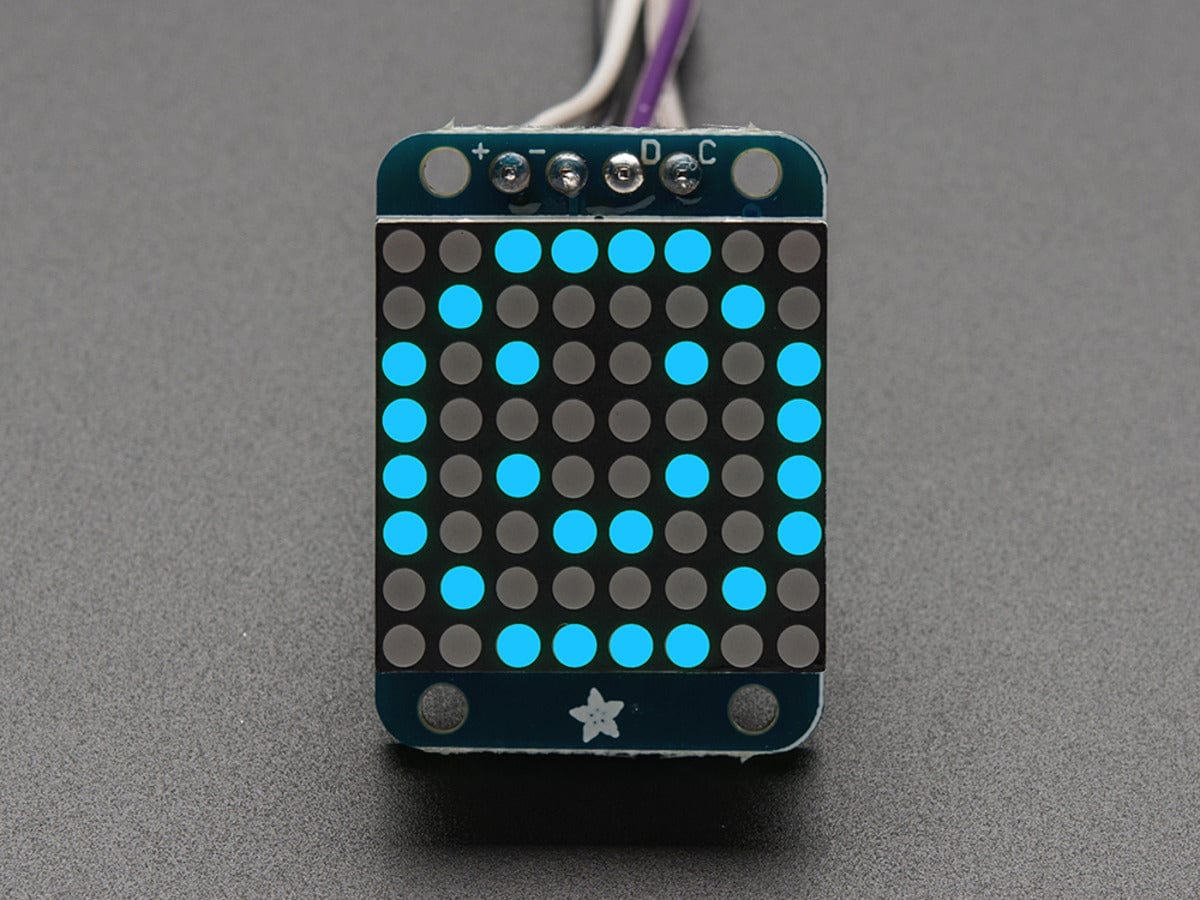 Adafruit Mini 8x8 LED Matrix w/I2C Backpack - Blue - The Pi Hut