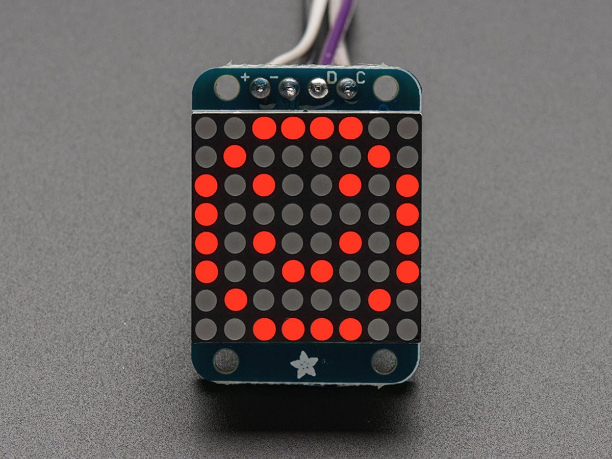 Adafruit Mini 8x8 LED Matrix w/I2C Backpack - Red - The Pi Hut