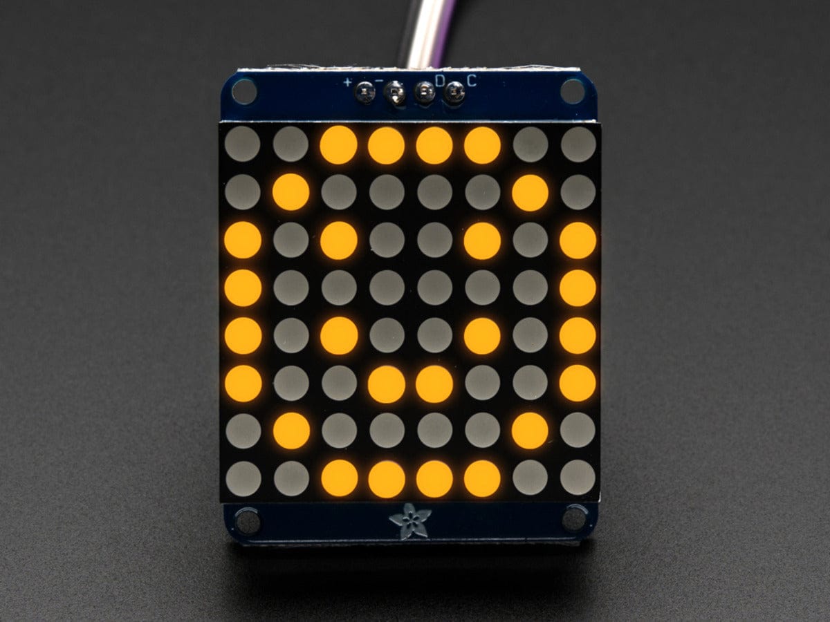 Adafruit Mini 8x8 LED Matrix w/I2C Backpack - Yellow - The Pi Hut