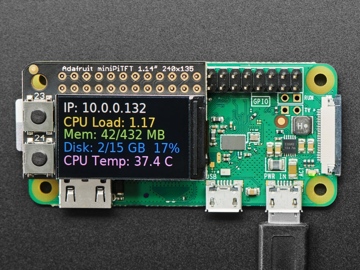 Adafruit Mini PiTFT - 135x240 Color TFT Add-on for Raspberry Pi - The Pi Hut