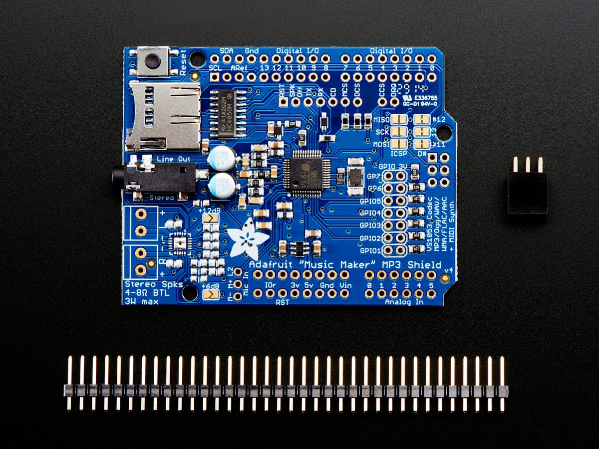 Adafruit "Music Maker" MP3 Shield for Arduino (MP3/Ogg/WAV...) - The Pi Hut