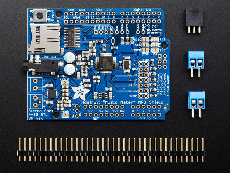 Adafruit "Music Maker" MP3 Shield for Arduino w/3W Stereo Amp - The Pi Hut