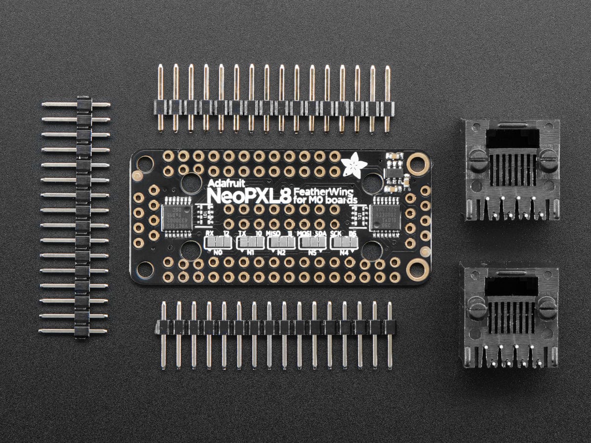 Adafruit NeoPXL8 FeatherWing for Feather M0 - 8 x DMA NeoPixels! - The Pi Hut