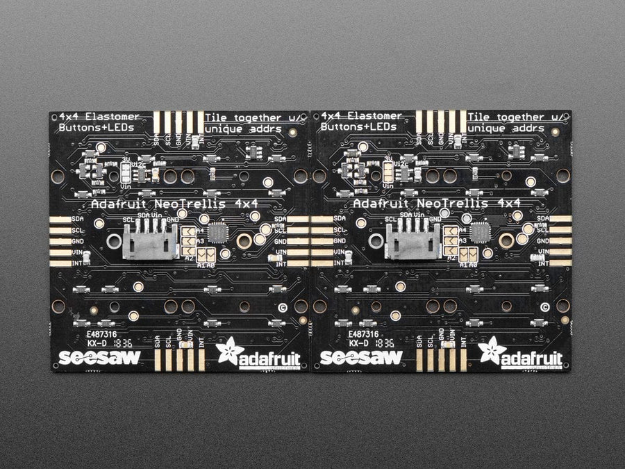 Carte Driver Adafruit NeoTrellis RGB Pour Clavier 4x4 - PCB I2C, Dimensions 60x60 Mm