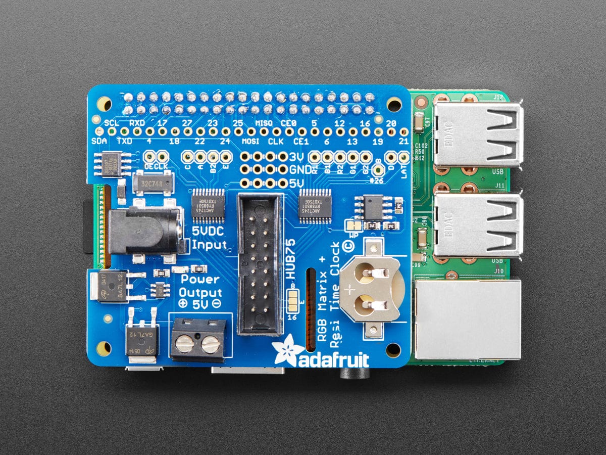 Adafruit RGB Matrix HAT + RTC for Raspberry Pi - Mini Kit - The Pi Hut