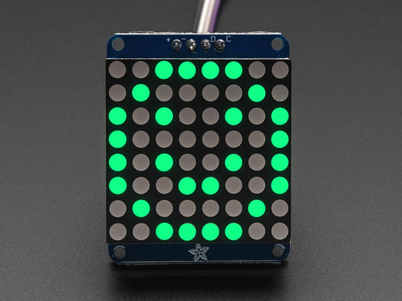 Adafruit Small 1.2" 8x8 LED Matrix w/I2C Backpack - Pure Green - The Pi Hut