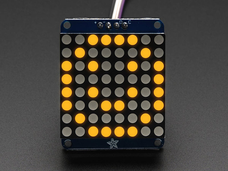 Adafruit Small 1.2" 8x8 LED Matrix w/I2C Backpack - Yellow - The Pi Hut