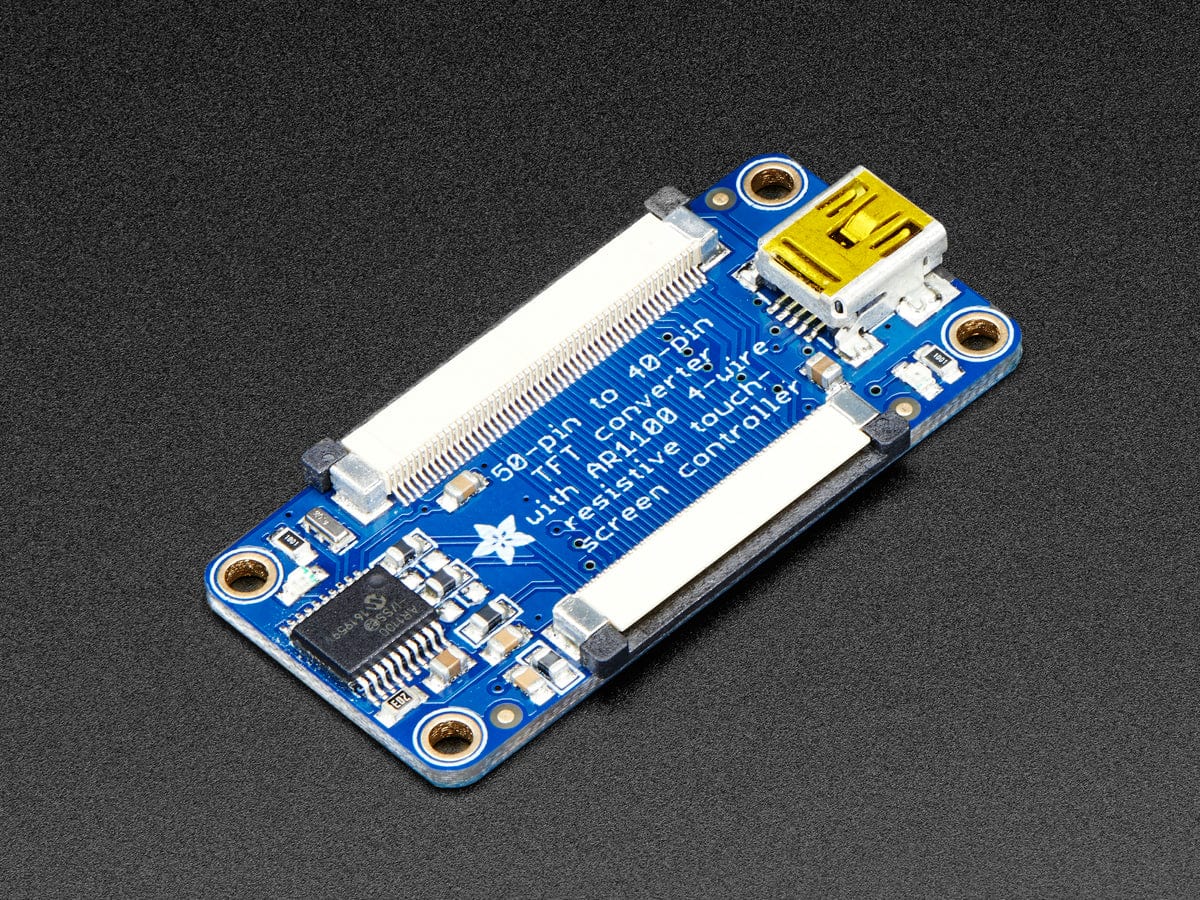 Adafruit TFT 50pin to 40pin + AR1100 Touchscreen Adapter - The Pi Hut