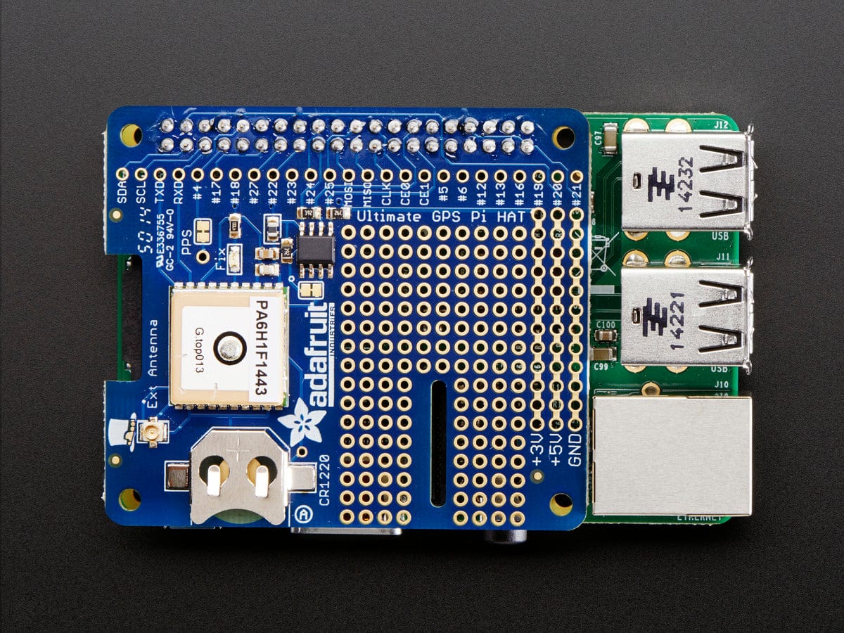 Adafruit Ultimate GPS HAT for Raspberry Pi A+/B+/Pi 2/3/Pi 4 - The Pi Hut