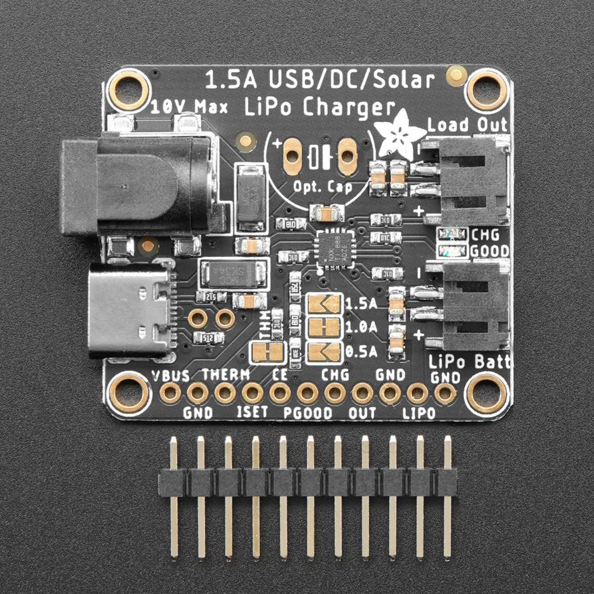 Adafruit Universal USB / DC / Solar Lithium Ion/Polymer Charger (bq24074) - The Pi Hut