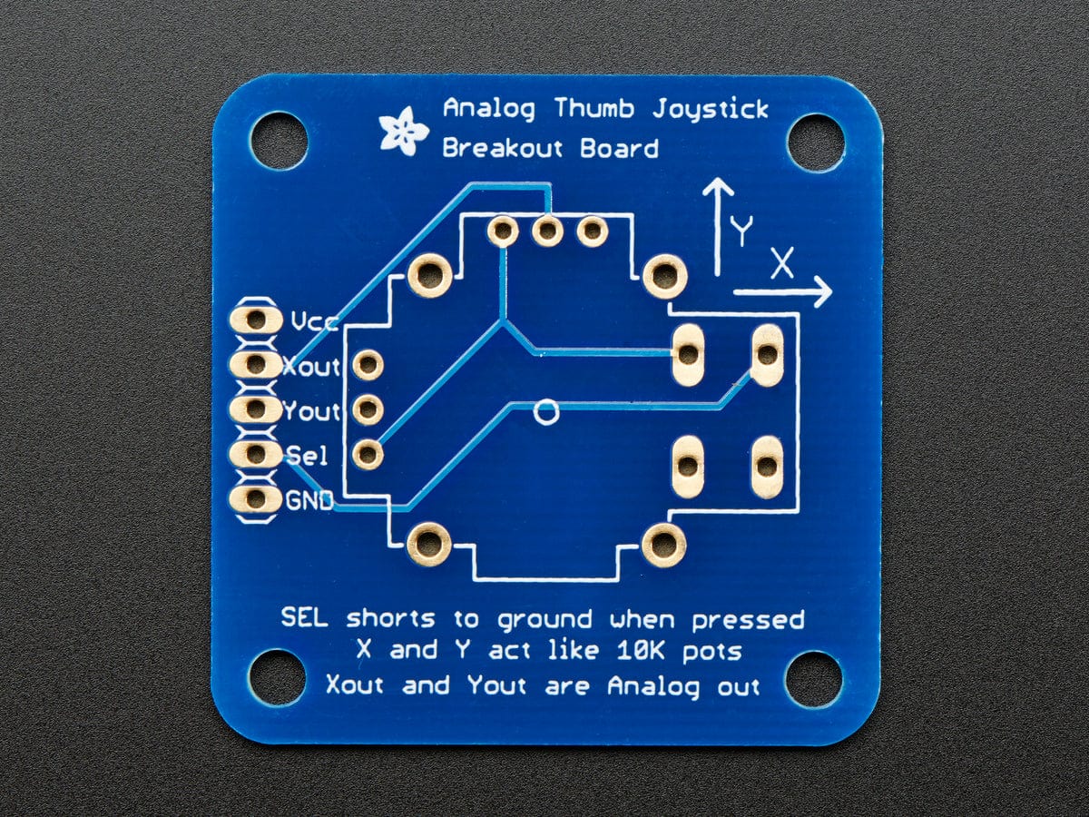 Analog 2-axis Thumb Joystick with Select Button + Breakout Board - The Pi Hut