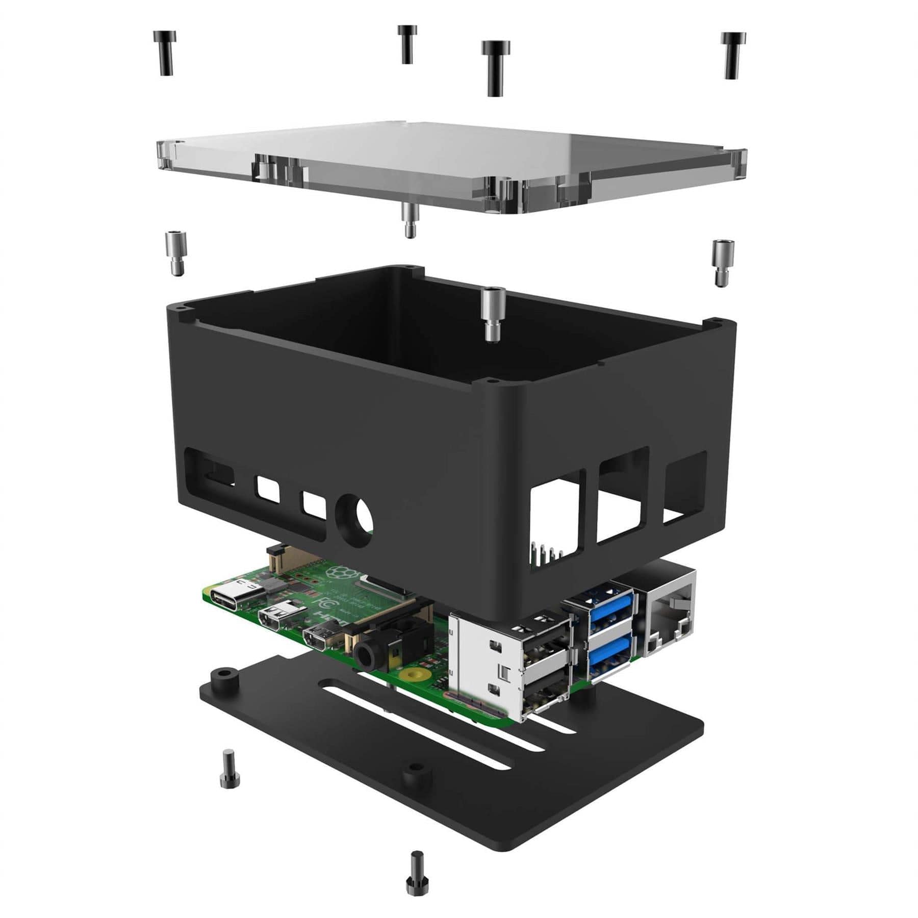 Anidees PRO Extra Tall Raspberry Pi 4 Case - Black - The Pi Hut