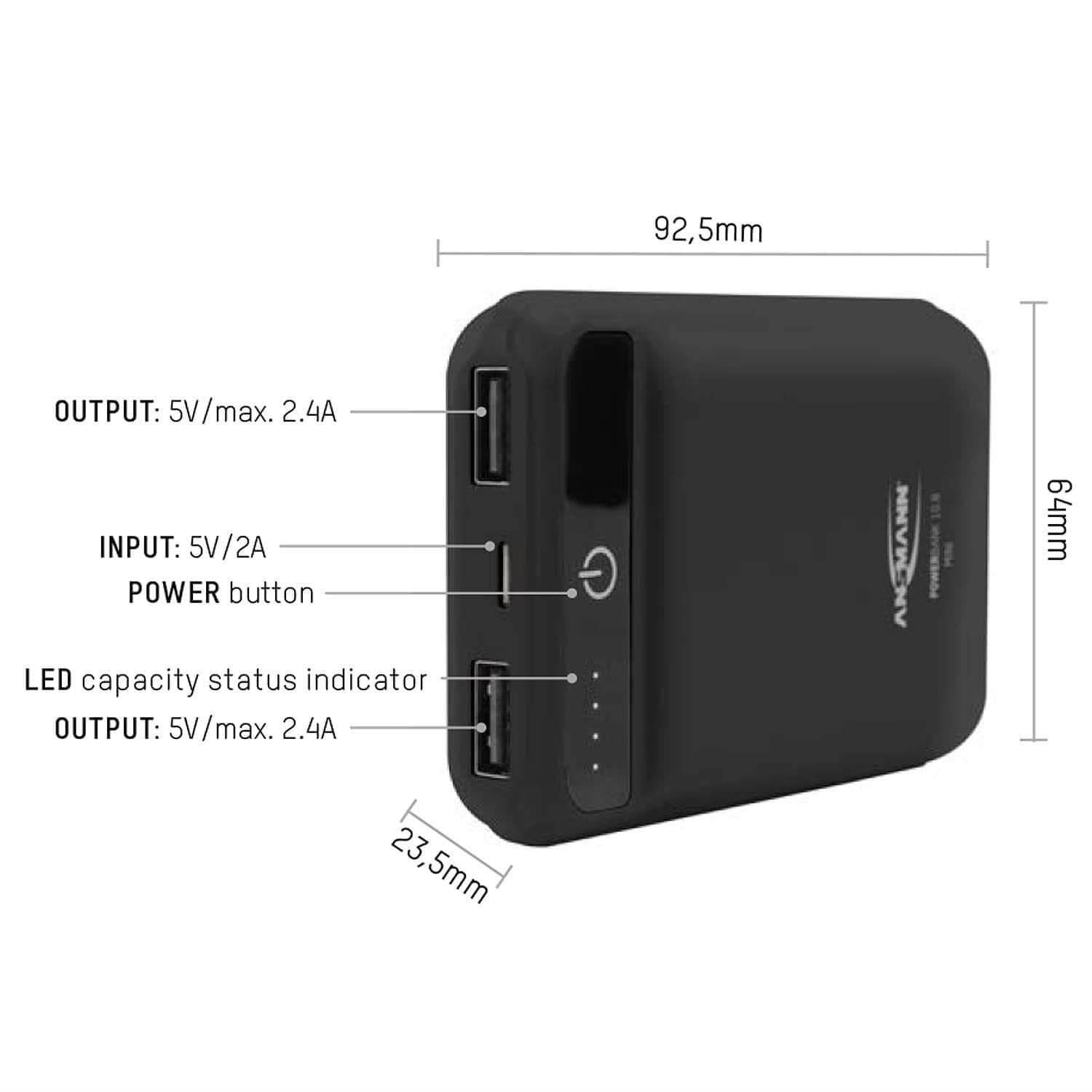 ANSMANN Power Bank 10.8 Mini (10,000mAh) - The Pi Hut