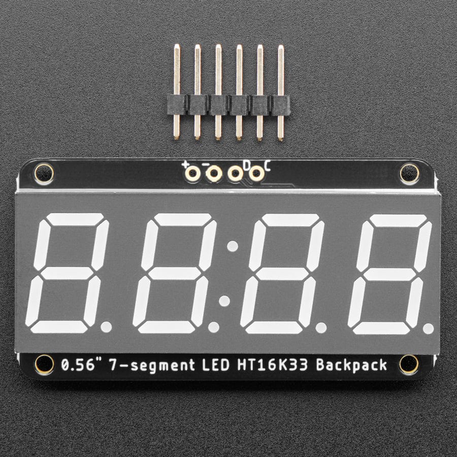 Assembled Adafruit 0.56" 4-Digit 7-Segment Display - w/ I2C Backpack QT - Blue - The Pi Hut