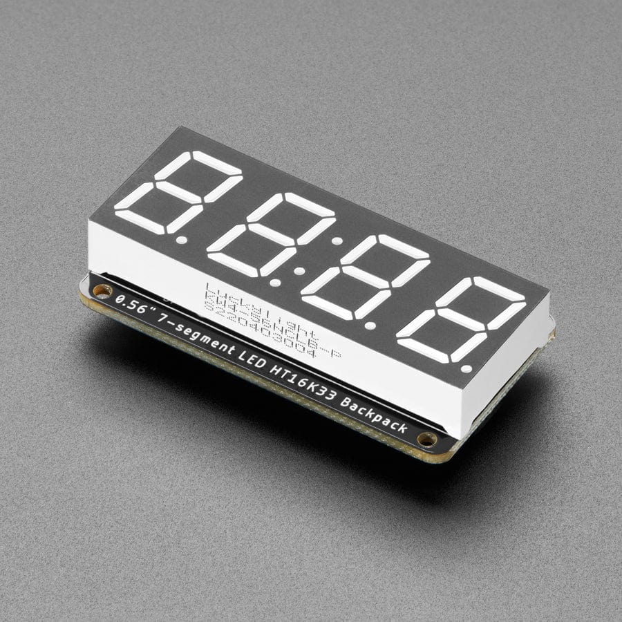 Assembled Adafruit 0.56" 4-Digit 7-Segment Display - w/ I2C Backpack QT - Red - The Pi Hut