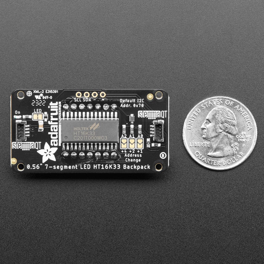 Assembled Adafruit 0.56" 4-Digit 7-Segment Display - w/ I2C Backpack QT - White - The Pi Hut