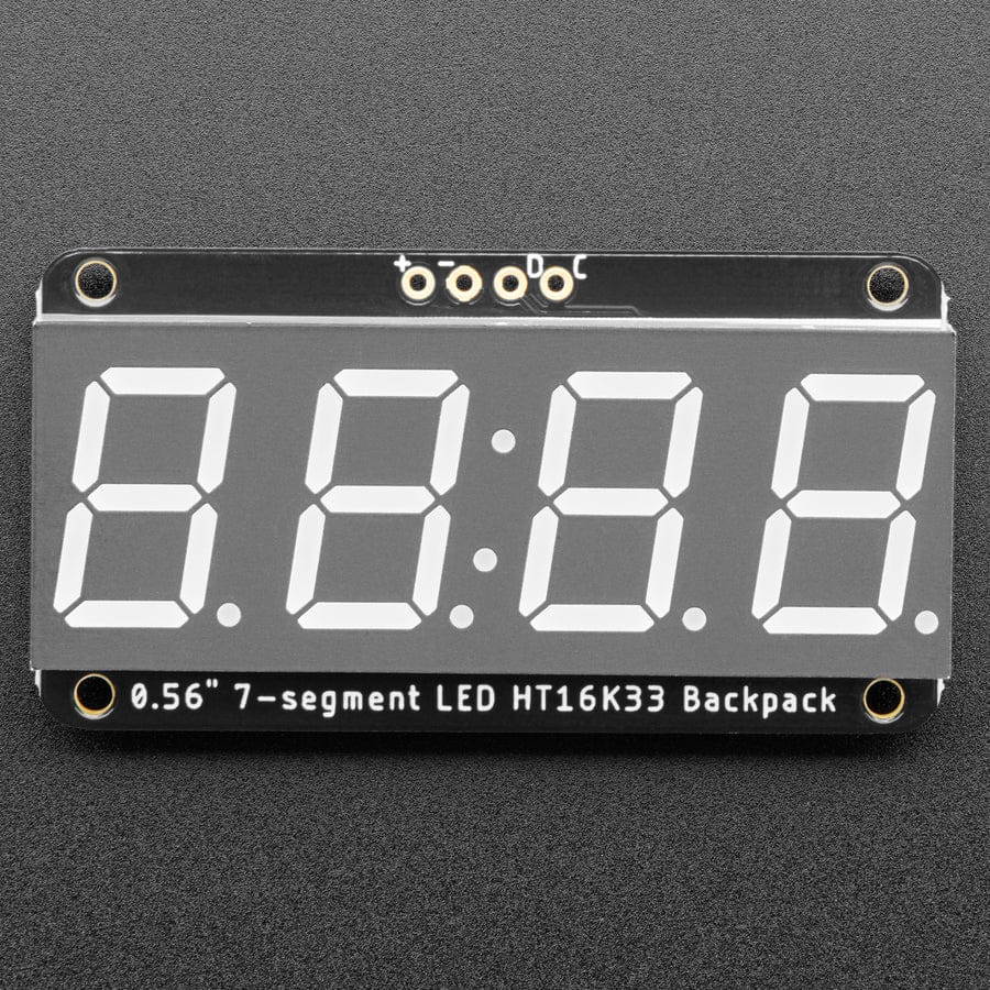 Assembled Adafruit 0.56" 4-Digit 7-Segment Display - w/ I2C Backpack QT - Yellow - The Pi Hut