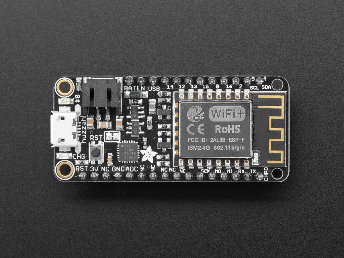 Assembled Adafruit Feather HUZZAH with ESP8266 With Headers - The Pi Hut