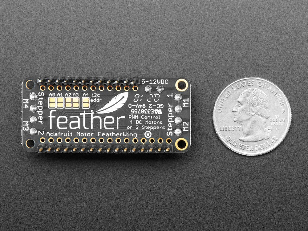 Assembled DC Motor + Stepper FeatherWing Add-on - The Pi Hut