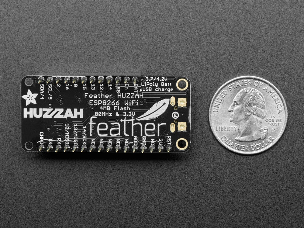 Assembled Feather HUZZAH w/ ESP8266 WiFi With Stacking Headers - The Pi Hut