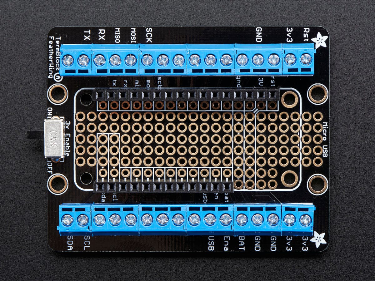 Assembled Terminal Block Breakout FeatherWing for all Feathers - The Pi Hut