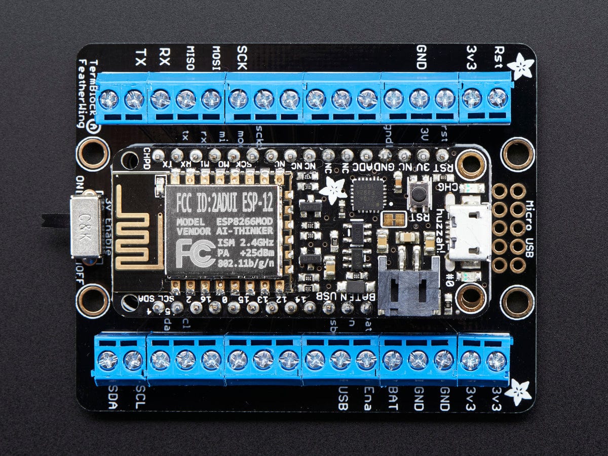 Assembled Terminal Block Breakout FeatherWing for all Feathers - The Pi Hut