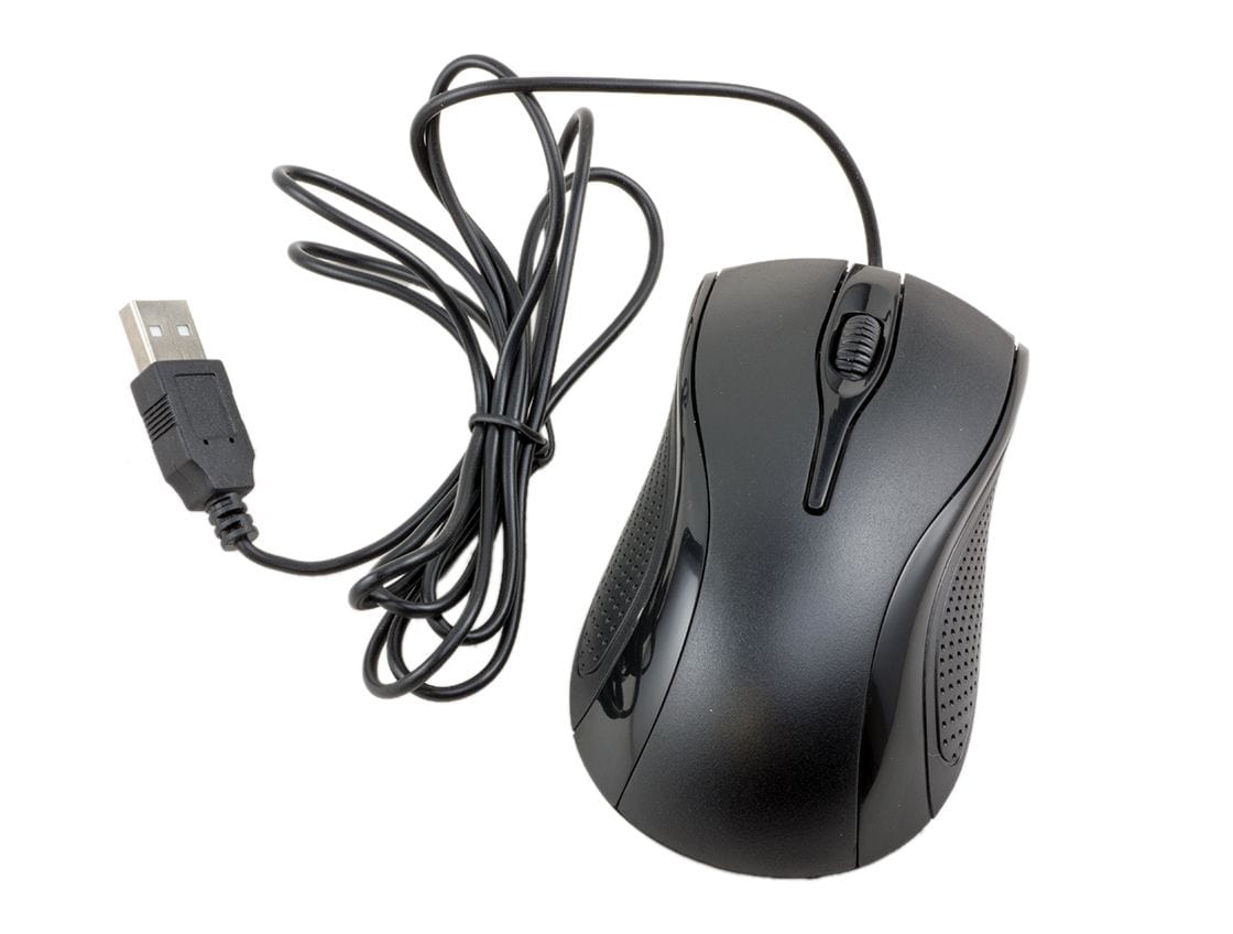Black 3 Button Optical Mouse with Scroll Wheel - Wired USB - The Pi Hut
