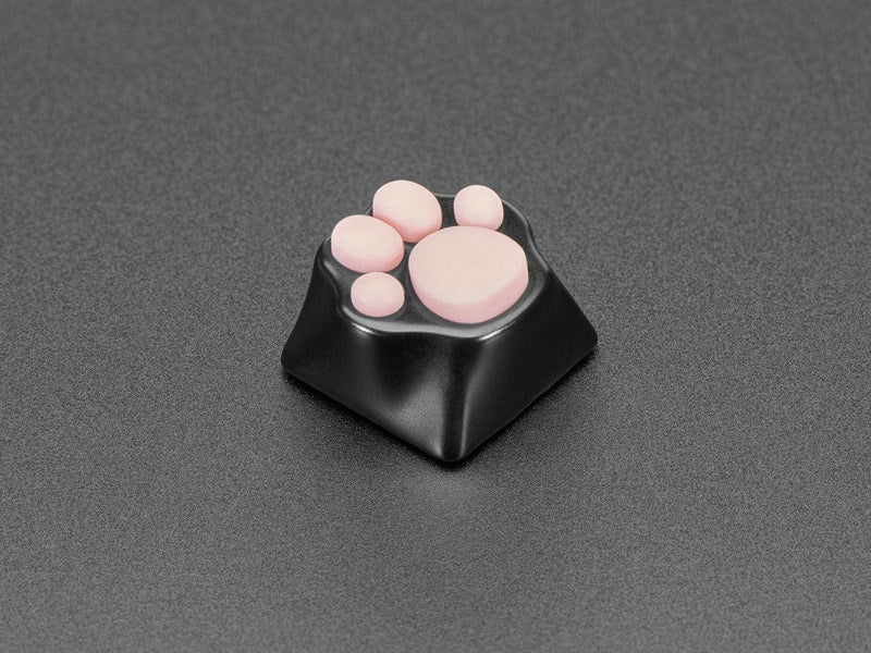 Black Aluminum Kitty Paw Keycap with Pink Silicone Toes - The Pi Hut