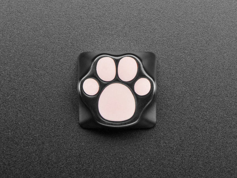 Black Aluminum Kitty Paw Keycap with Pink Silicone Toes - The Pi Hut