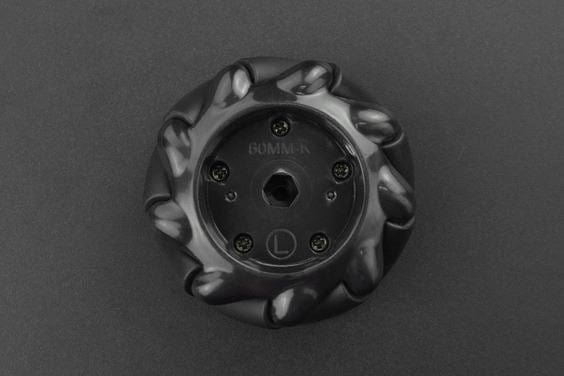 Black Mecanum Wheel with Motor Shaft Coupling (60mm) - Left - The Pi Hut