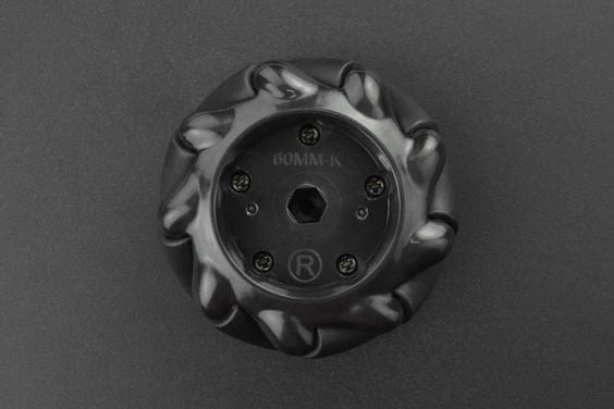 Black Mecanum Wheel with Motor Shaft Coupling (60mm) - Right - The Pi Hut