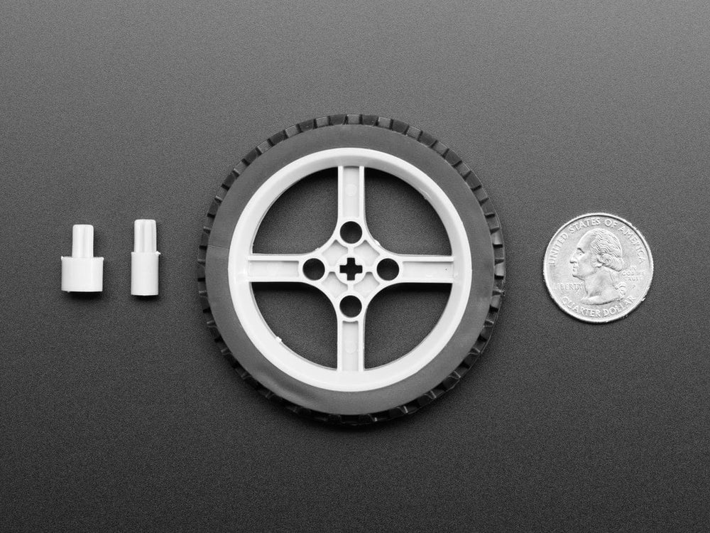 Black Multi-Hub Wheel for TT / Lego or N20 Motor - 65mm Diameter - The Pi Hut