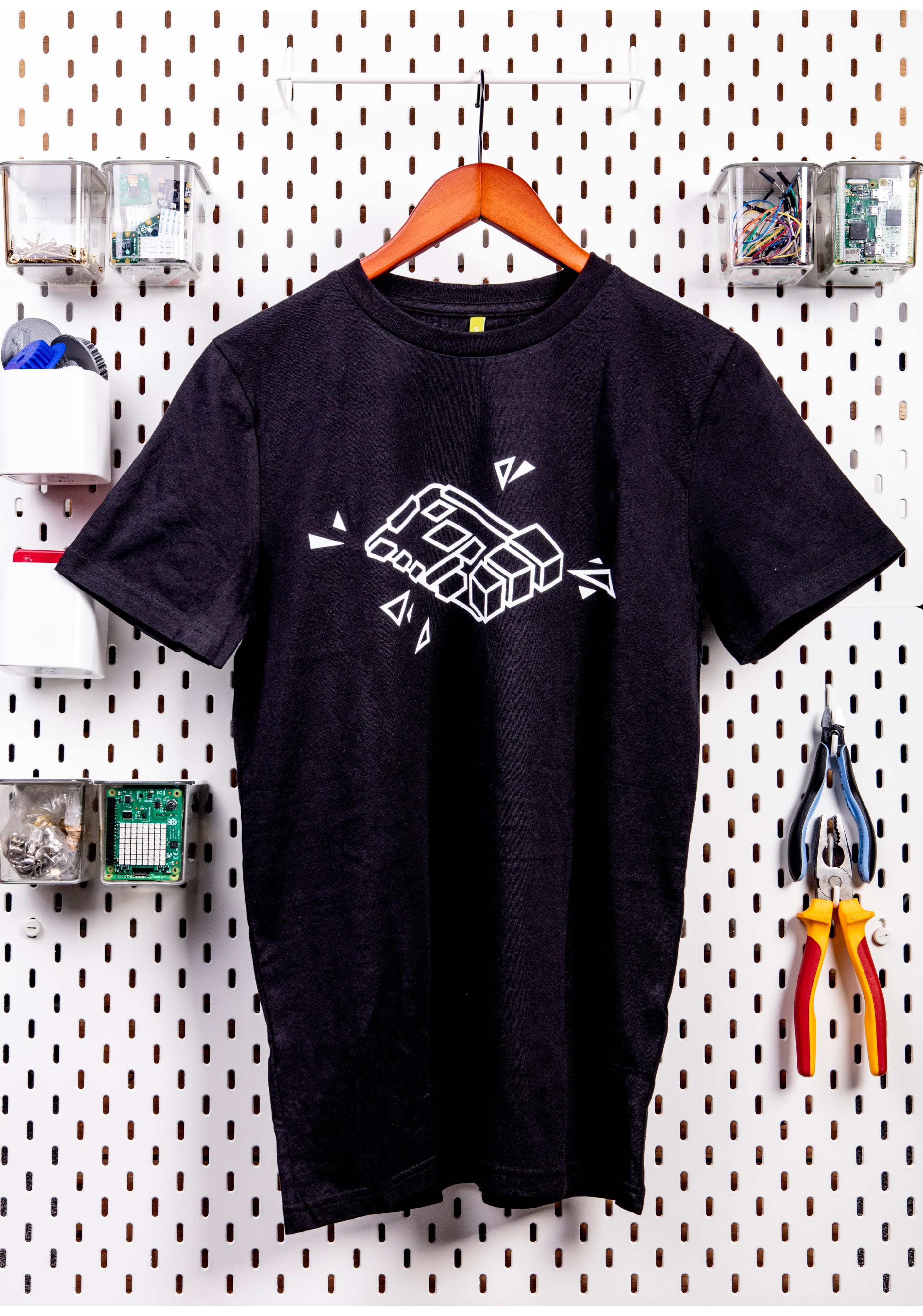 Black Raspberry Pi "Pi 4" T-shirt (Adult Size) - The Pi Hut