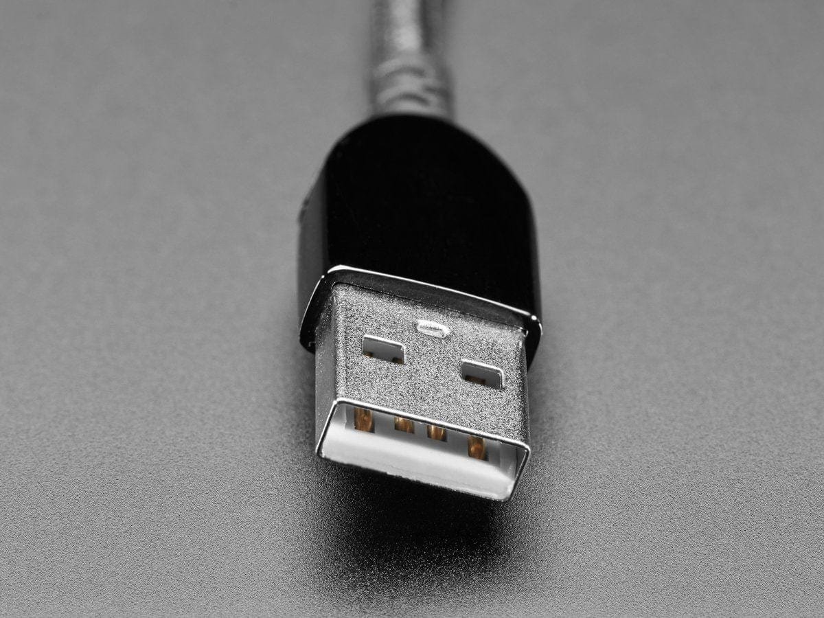 Black Woven Right Angle USB C to USB A Cable - 0.2m long - The Pi Hut