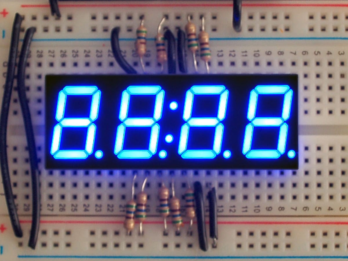 Blue 7-segment clock display - 0.56" digit height - The Pi Hut