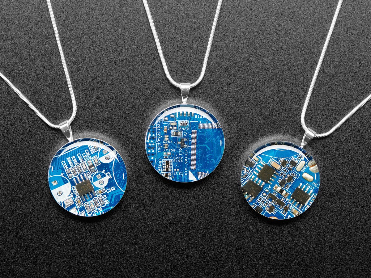 Blue Circuit Board Pendant Necklace with Silver Chain - The Pi Hut