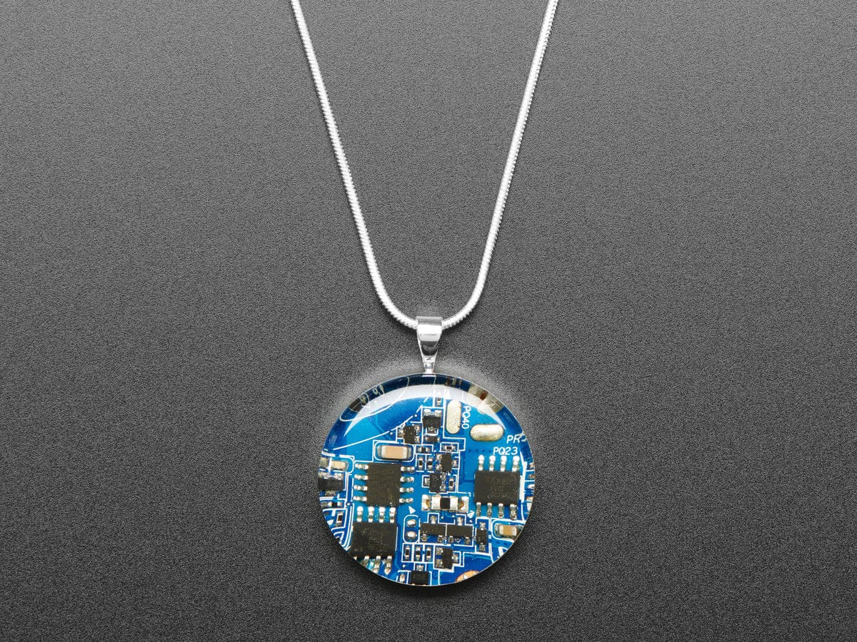 Blue Circuit Board Pendant Necklace with Silver Chain - The Pi Hut