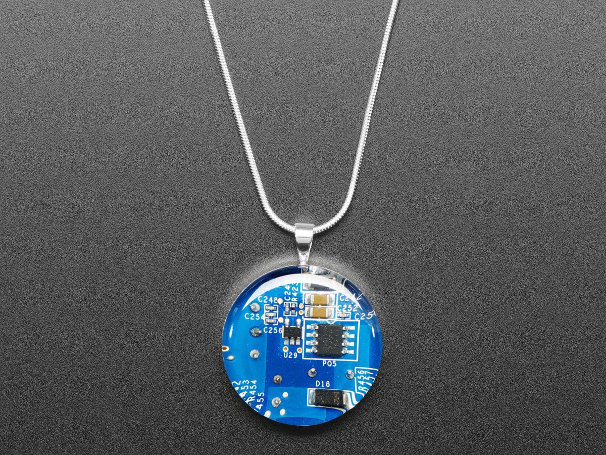 Blue Circuit Board Pendant Necklace with Silver Chain - The Pi Hut