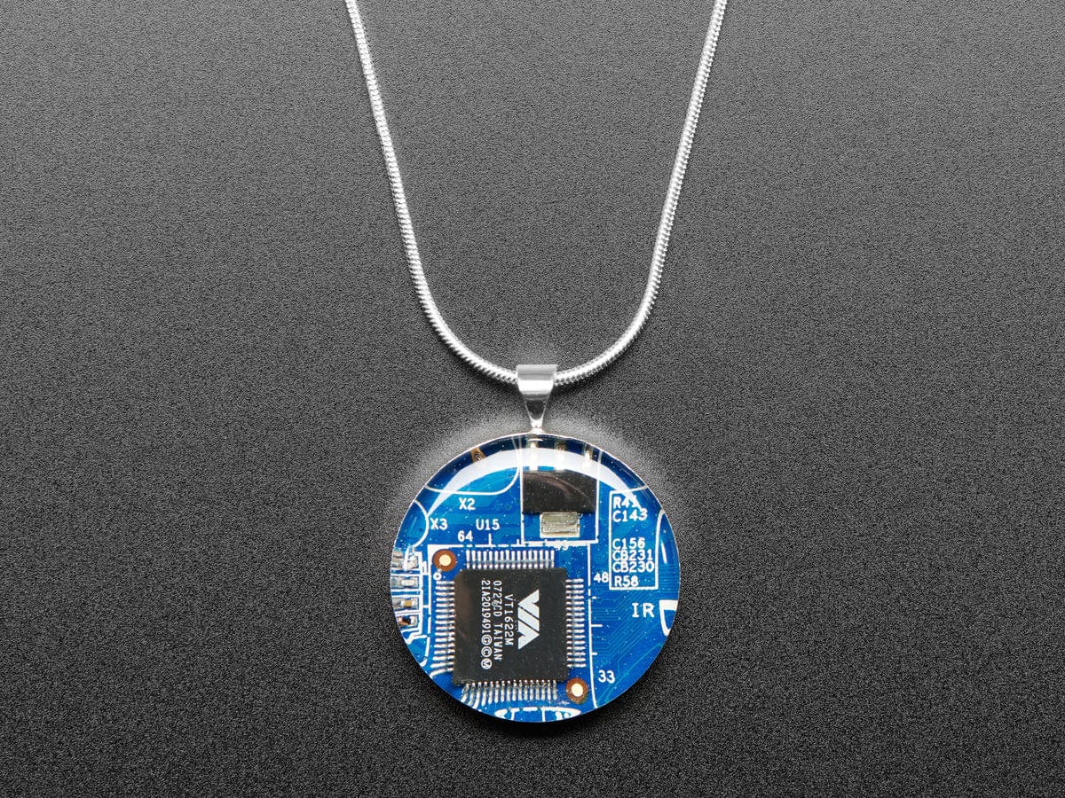 Blue Circuit Board Pendant Necklace with Silver Chain - The Pi Hut