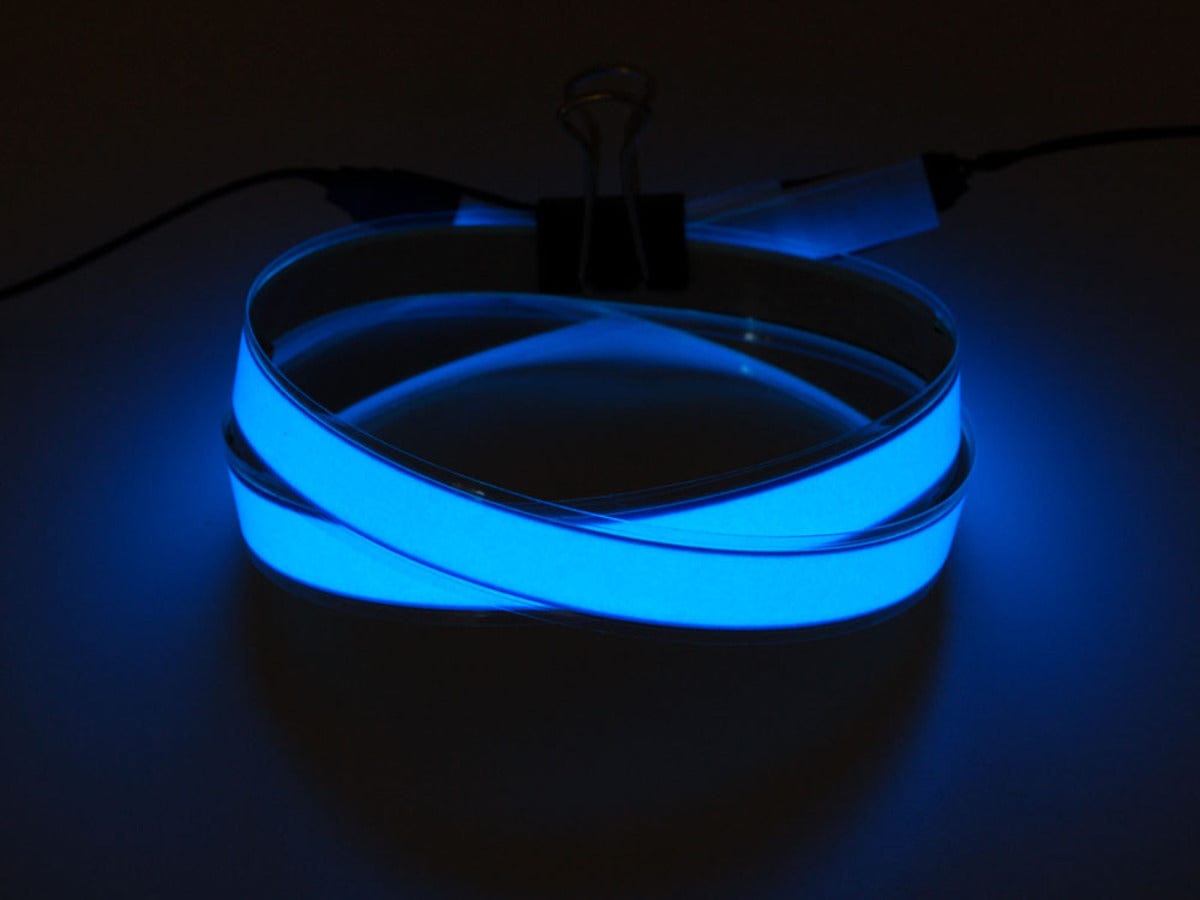 Blue Electroluminescent (EL) Tape Strip - 100cm w/two connectors - The Pi Hut