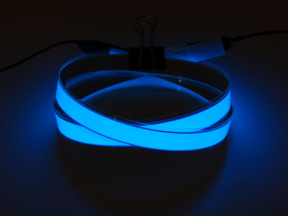 Blue Electroluminescent (EL) Tape Strip - 100cm w/two connectors - The Pi Hut