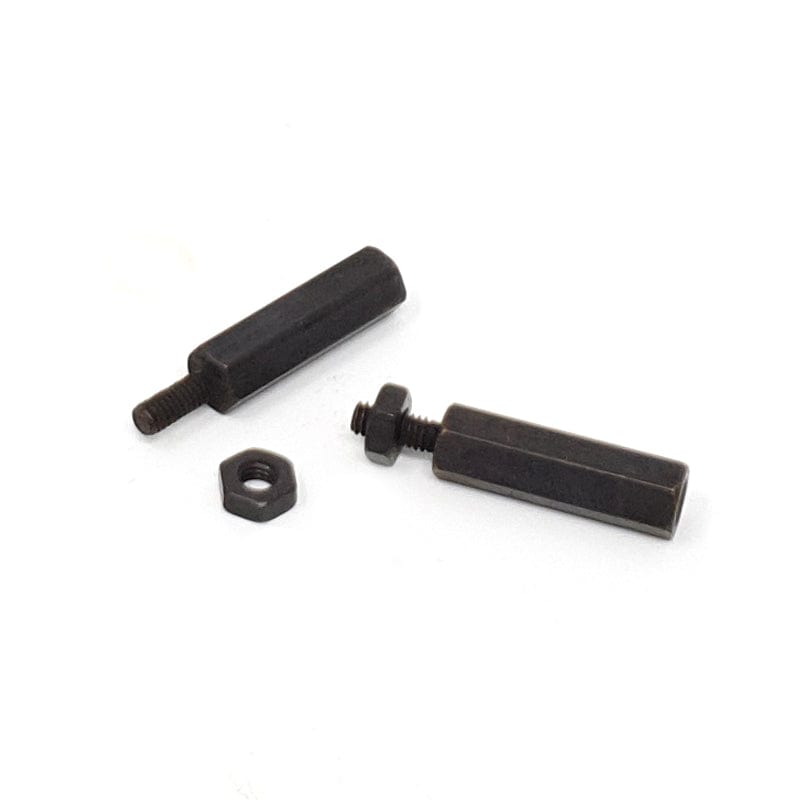 2x M2.5 16mm Standoffs - Black Plated Brass - The Pi Hut