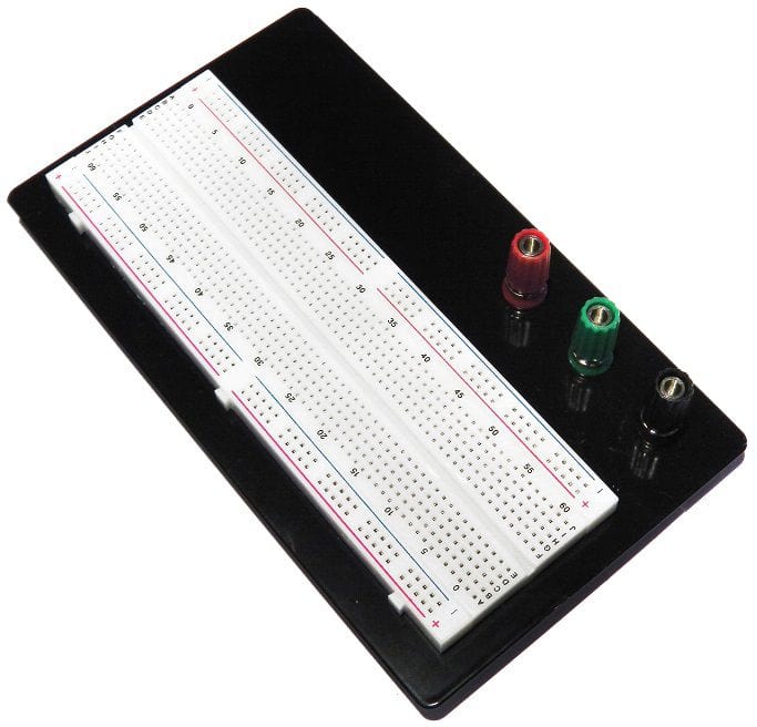 Breadboard (Mounted) Full-Size, Aluminium Plate & Binding Posts - The Pi Hut