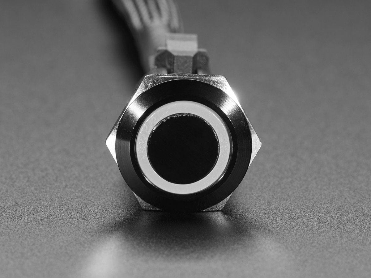 ChromaTek 19mm Rugged Latching Metal Pushbutton with NeoPixel (19-B-L-F1) - The Pi Hut