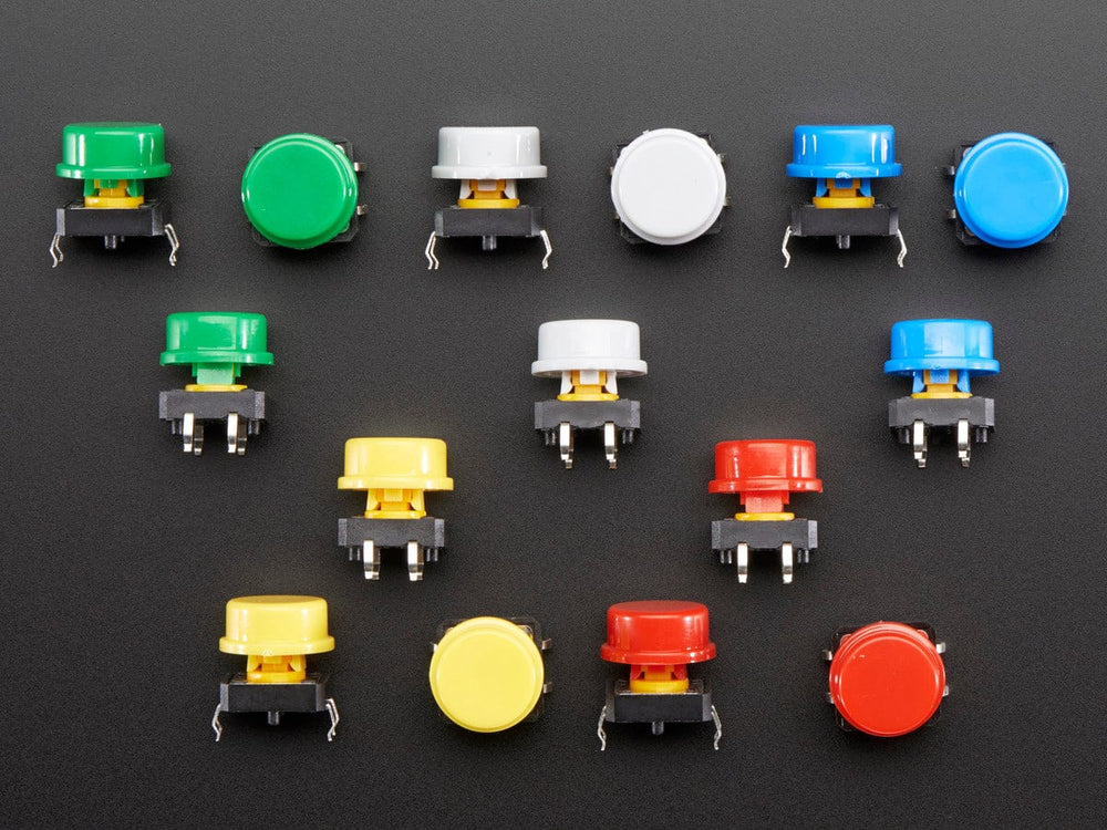 Colorful Round Tactile Button Switch Assortment - 15 pack - The Pi Hut