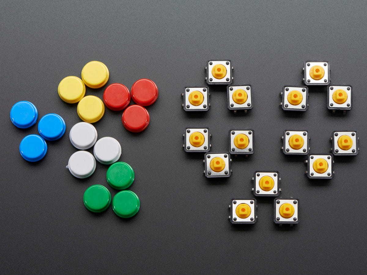 Colorful Round Tactile Button Switch Assortment - 15 pack - The Pi Hut